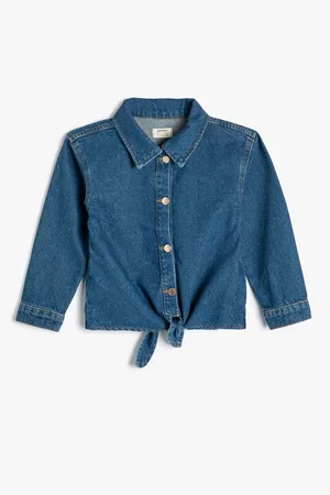 Koton Tie Front Long Sleeve Denim Shirt Cotton