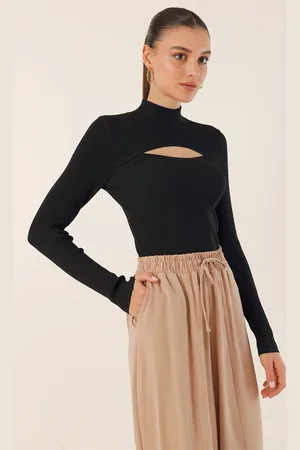 Bigdart 15836 Window Detailed Knitwear Sweater - Black