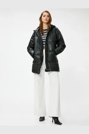 Koton Down Jacket Hooded Pocket Midi Length
