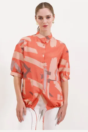Bigdart 20226 Patterned Oversize Shirt - Orange