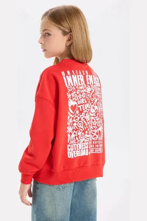 DeFacto Girl Oversize Fit Crew Neck Printed Sweatshirt