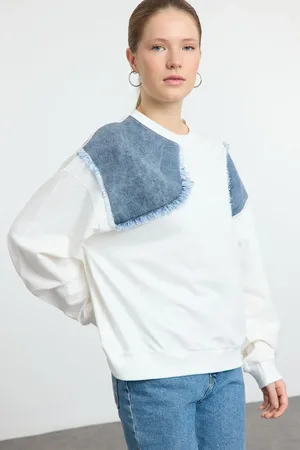 Trendyol Ecru Denim Detailed Regular/Normal Pattern Knitted Sweatshirt