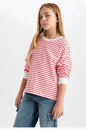 DeFacto Girl Relax Fit Crew Neck Striped Sweatshirt