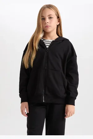 DeFacto Girl Basic Plain Hooded Cardigan