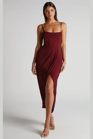 MADMEXT Burgundy Degajee Collar Strap Dress