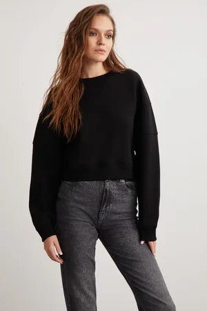 Grimelange Nerea Crew Neck Raised Crew Neck Black Black Sweatshirt