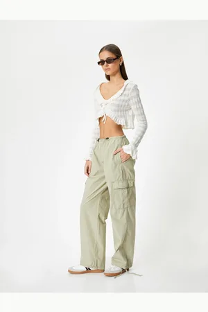 Koton Oversize Cargo Pants Low Waist Elastic Waist Stopper Pocket