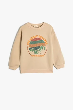 Koton Sweat Long Sleeve Crew Neck Nature Themed Embroidered Rose Gold