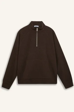 DeFacto Oversize Wide Cut Basic Plain Kangaroo Pocket Zippered Polo Neck Sweatshirt