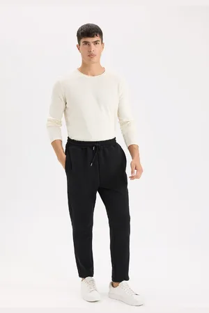 DeFacto Black Sweatpants Twill Slim Fit Slim Cut Drawstring Waist Pocket Straight Leg