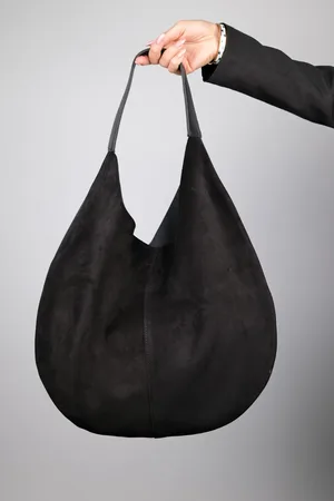LuviShoes Puja Black Skin Black Genuine Suede Leather Women