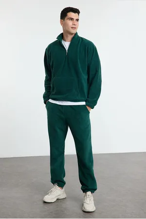 Trendyol Green Oversize/Wide Cut Basic Anti-Pilling Fleece Tracksuit Set