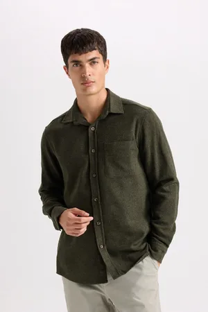 DeFacto Regular Fit Lumberjack Pocket Detailed Basic Plain Long Sleeve Shirt