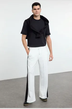Trendyol Ecru Oversize/Wide Cut Open Leg Color Block Sweatpants