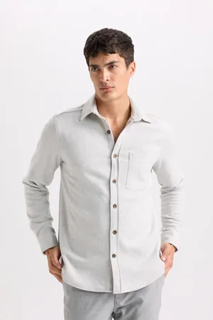 DeFacto Regular Fit Lumberjack Pocket Detail Basic Plain Long Sleeve Shirt
