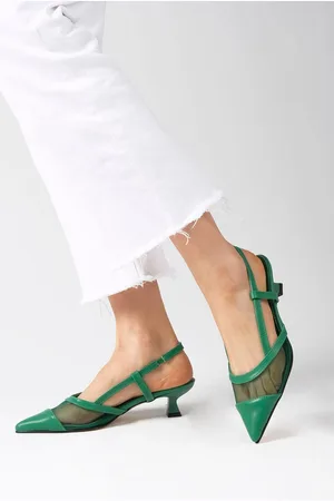 Mio Gusto Diane Green Color Mesh Detailed Open Back Women