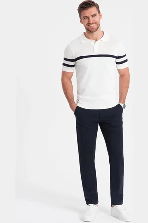Ombre Clothing Spodnie męskie eleganckie chino o klasycznym kroju - granatowe