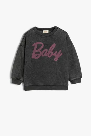 Koton Sweat Long Sleeve Crew Neck Print Detailed Raised