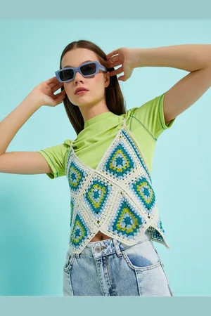 Koton Geometric Patterned Knitted Crop Undershirt