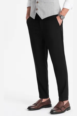 Ombre Clothing Pánské chino kalhoty s elastickým pasem - černé