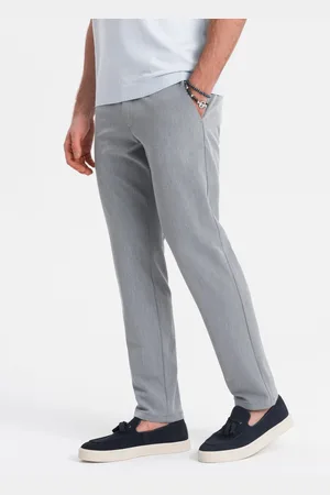 Ombre Clothing Eleganckie męskie spodnie chino o klasycznym kroju - jasnoszare