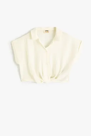 Koton Crop Shirt Short Sleeve Tie Front