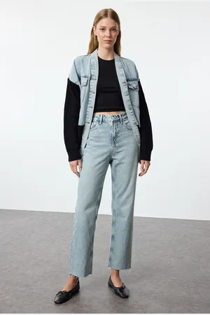 Trendyol Light Blue High Waist Straight Jeans