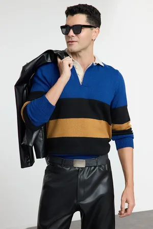 Trendyol Multicolored Regular Polo Neck Color Blocked Knitwear Sweater