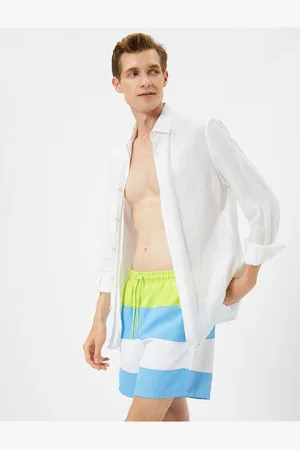 Koton Marine Shorts Color Block Laced Waist Pocket