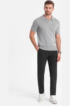 Ombre Clothing Eleganckie męskie spodnie chino o klasycznym kroju - grafitowe