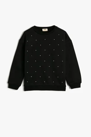Koton Sweatshirt Crew Neck Long Sleeve Bead Detailed Raised