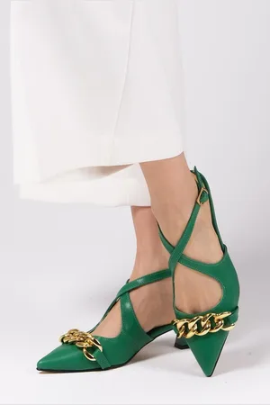 Mio Gusto Jenifer Green Color Short Heels Women