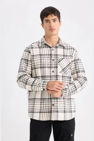 DeFacto Regular Fit Plaid Flannel Pocket Detail Long Sleeve Shirt