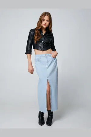 Koton Leather Look Shirt Crop Waist Corset Detailed Buttoned