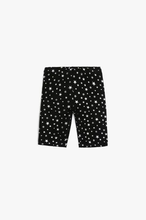 Koton Shiny Short Leggings With Elastic Waist, Star Printed Cotton