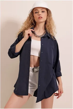 Bigdart My Fashion Cabinet Oversize Long Basic Shirt Navy Blue