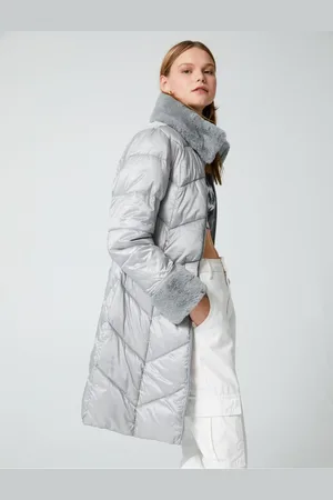Koton Long Puffer Coat Belted Faux Für Detailed With Pocket