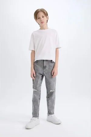 DeFacto Boy Balloon Fit Ripped Detail Straight Leg Jean Trousers