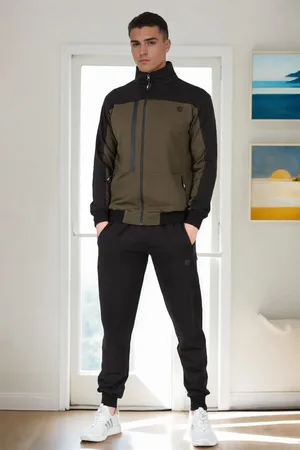 Dewberry 174886 Mens Tracksuit Set-Khaki
