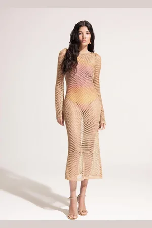 DeFacto Fall In Love Regular Fit Long Sleeve Maxi Fishnet Beach Dress