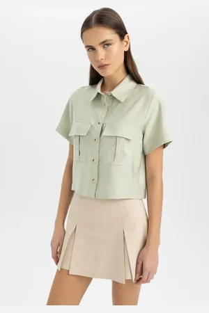 DeFacto Crop Shirt Collar Short Sleeve Shirt