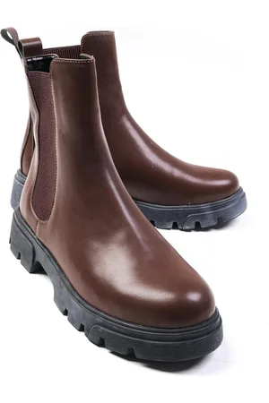 Mio Gusto Debora Brown Thin Fur Lined Elastic Thick Soled Women