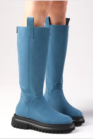 Mio Gusto Petrol Blue Color Suede Fur Lined Women