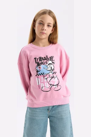 DeFacto Girls Disney Mickey Mouse & Friends Relax Fit Crew Neck Sweatshirt