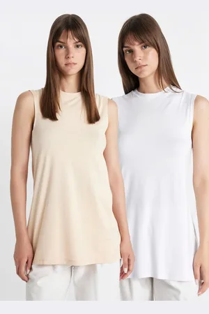 DeFacto 2-Pack Stand Collar Sleeveless Undershirt Tunic Lining