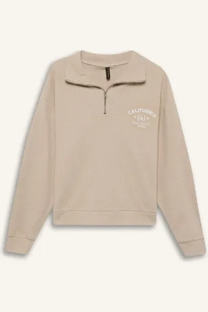 DeFacto Regular Fit Half Zipper Printed Casual Sweatshirt