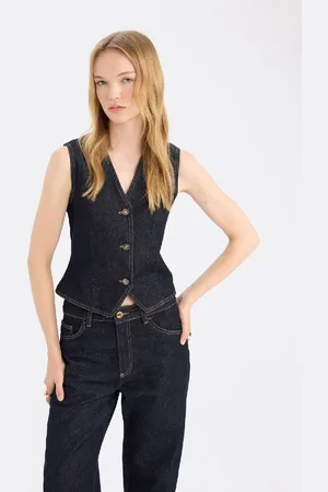 DeFacto Buttoned Blazer Jean Vest