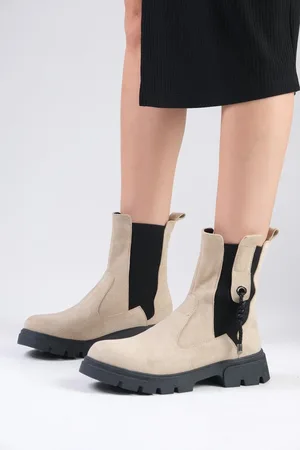 Mio Gusto Hera Beige Color Elastic Thick Soled Women
