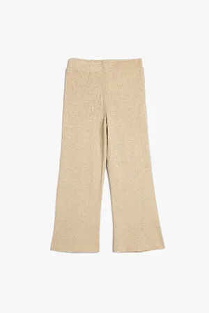 Koton Wide Leg Trousers Soft Textured Elastic Waist Camisole