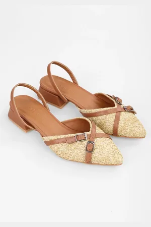 Shoeberry Women Ciao Coffee Straw Ballerina